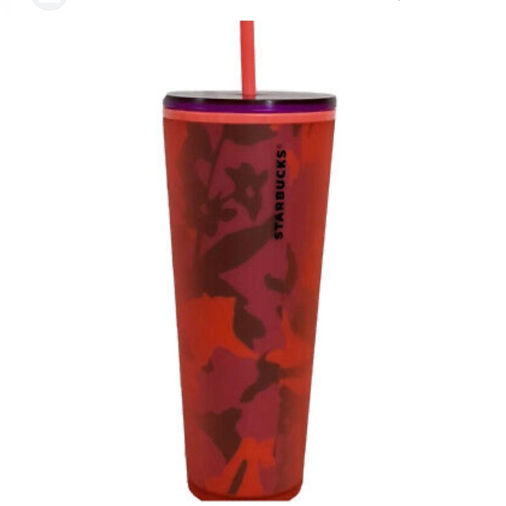 GUC~Starbucks 2022 Spring Red Floral Soft Touch 24 oz Venti Cold
Cup Tumbler